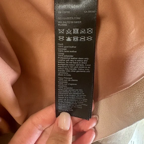 AllSaints Balfern Mixed Leather Moto Jacket black and white - Picture 7 of 7